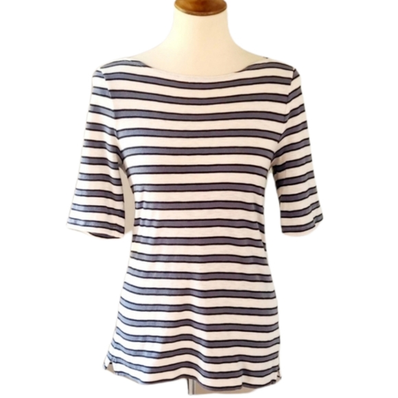 J. Crew Tops - J.CREW Boatneck 3/4 Sleeve Striped Painter Tee